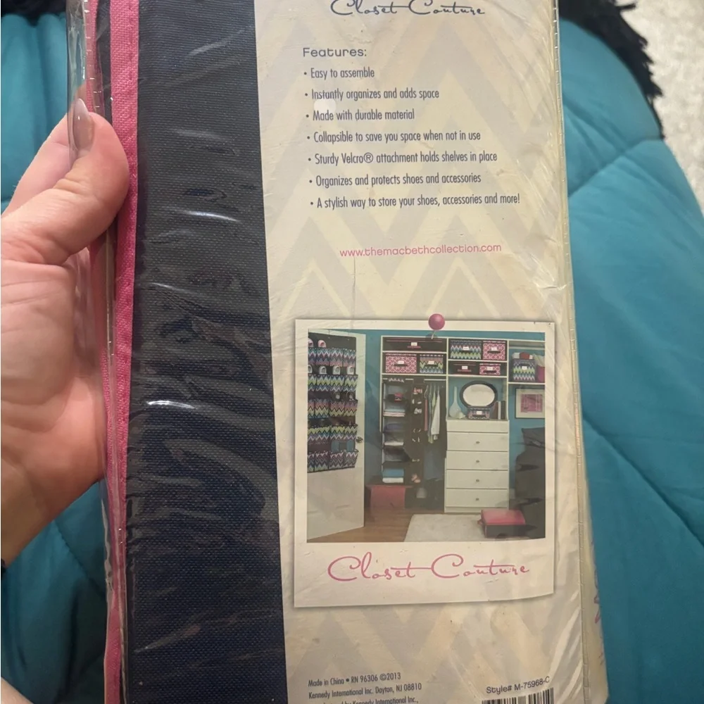 Macbeth Collection by Margaret Josephs Pink and Black Hanging Closet Organizer